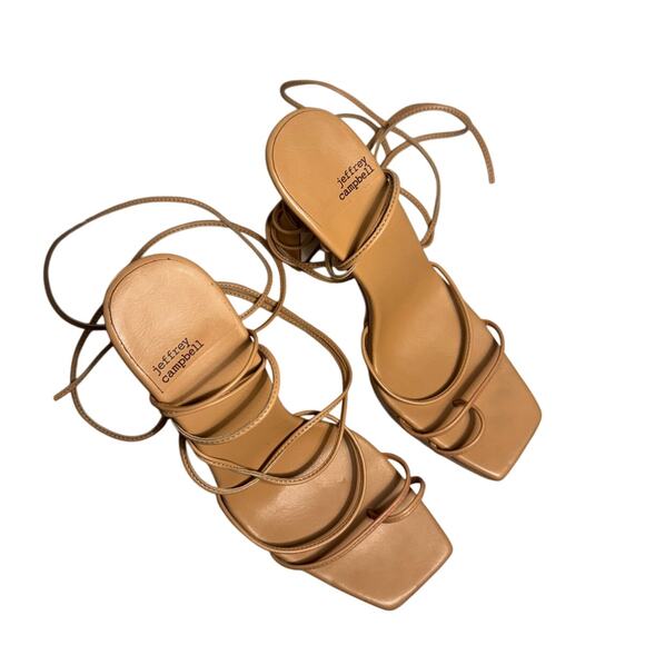 Size 9.5 Jeffery Campbell Platform Primadonna Lace Up Nude Wrap Heel - Picture 5 of 5
